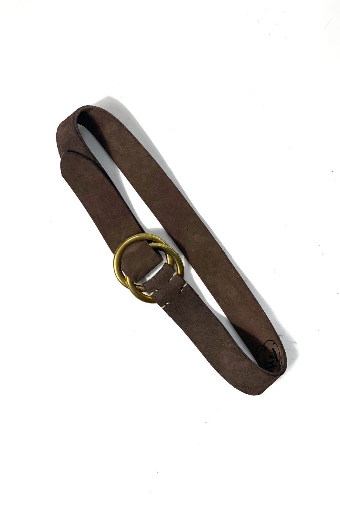 Suede Double Ring Belt 6044 | Dark Brown