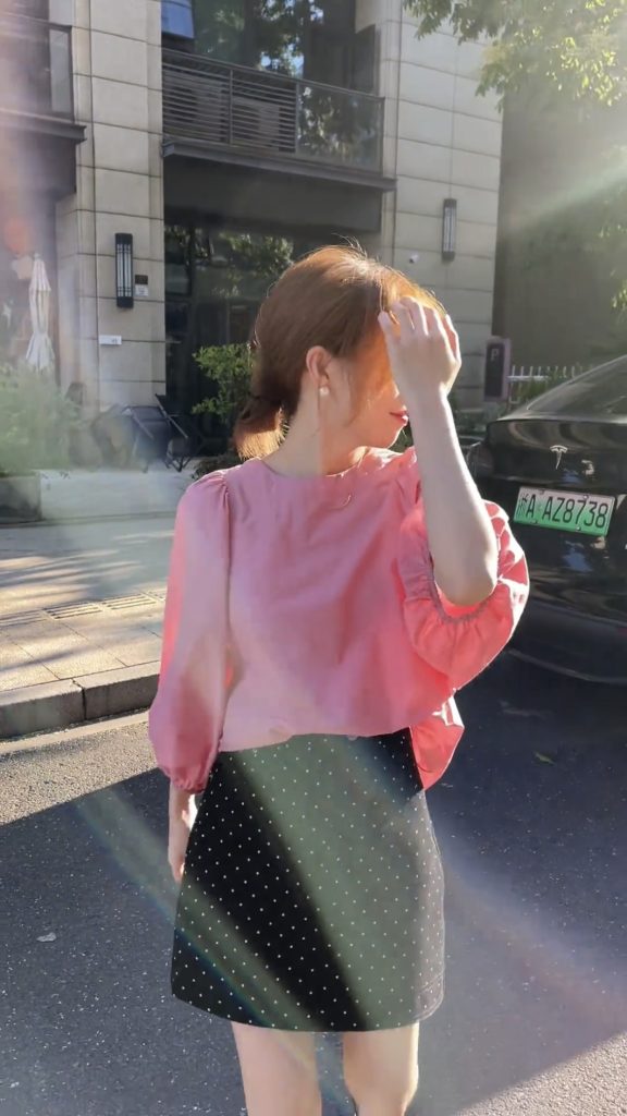 Trendy Minimalist Shirt and Polka Dot Skirt Set