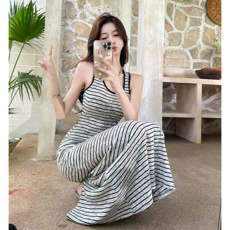 2025 Summer Open Back Halter Bodycon Long Dress for Women