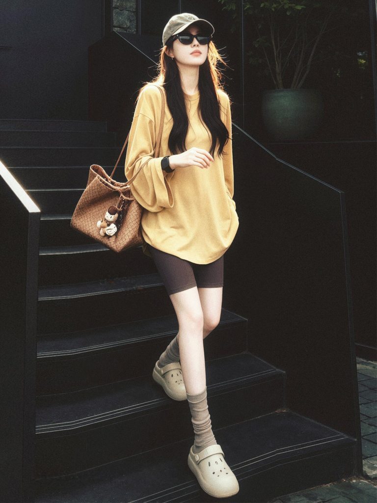 Women's 2026 Summer Vacation Style Yellow Loose Long Sleeve Sun Protection T-Shirt